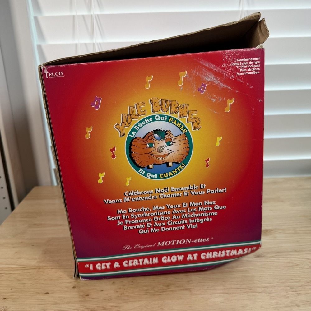 YULE BURNER THE TALKING SINGING LOG BY TELCO ANIMATED CHRISTMAS Box & Back Drop - Picture 11 of 16
